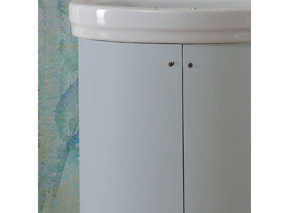 Armário com lavatório de cerâmica e 2 portas azul celeste - Candy Viadurini