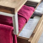 Consola de Casa de Banho Suspensa com Estrutura em Teca Natural - Rodolfo Viadurini