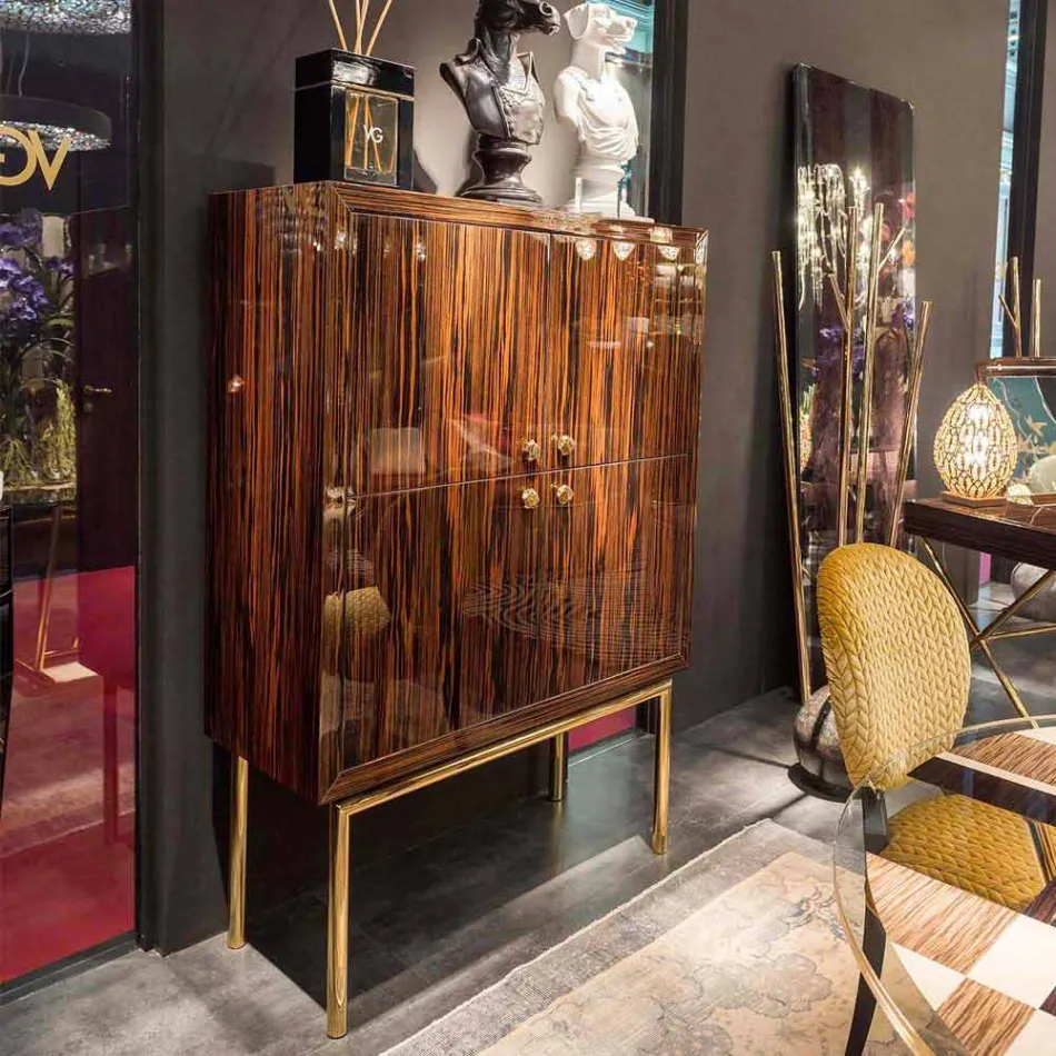 Unidade de armazenamento moderno com 4 portas em madeira de ébano brilhante Ada Viadurini