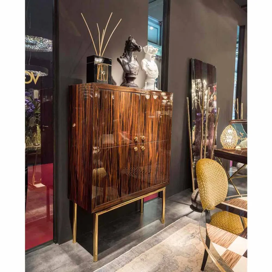 Unidade de armazenamento moderno com 4 portas em madeira de ébano brilhante Ada Viadurini