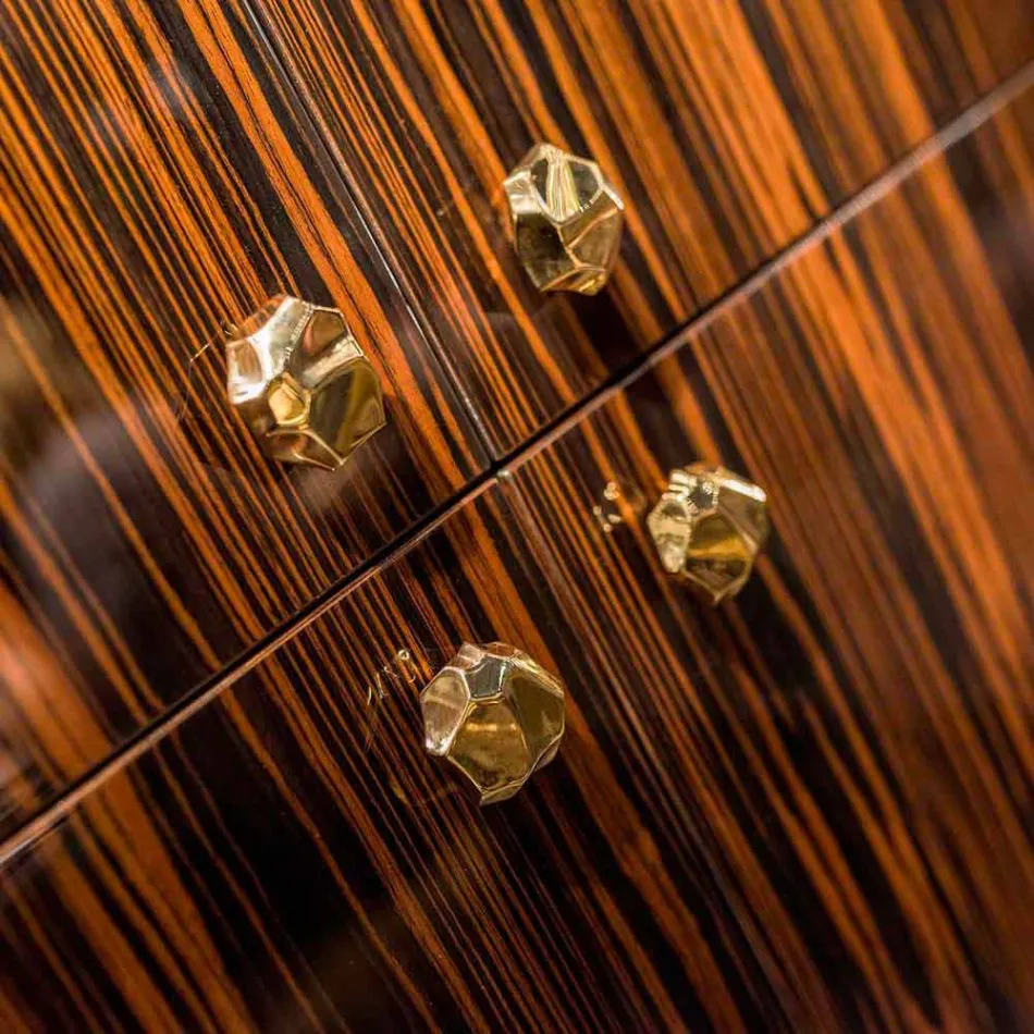 Unidade de armazenamento moderno com 4 portas em madeira de ébano brilhante Ada Viadurini