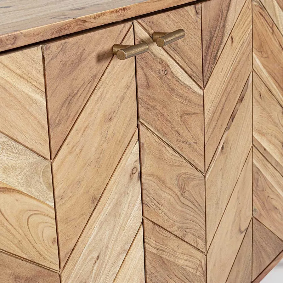 Aparador Móvel em Acacia Wood 3 Portas Ethnic Design Homemotion - Carla Viadurini