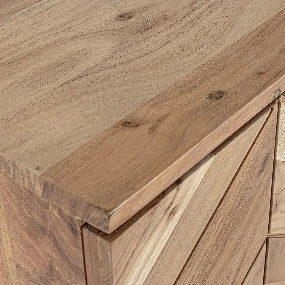 Aparador Móvel em Acacia Wood 3 Portas Ethnic Design Homemotion - Carla Viadurini