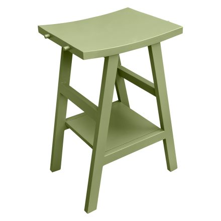 Armário de banheiro independente com acabamento em teca e grande prateleira verde - Raomi Viadurini