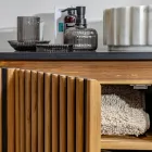 Armário de banheiro feito à mão em teca maciça e mogno - Heliconia Viadurini