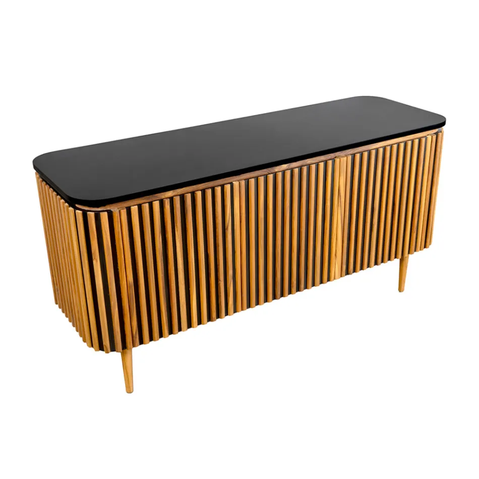 Armário de banheiro feito à mão em teca maciça e mogno - Heliconia Viadurini