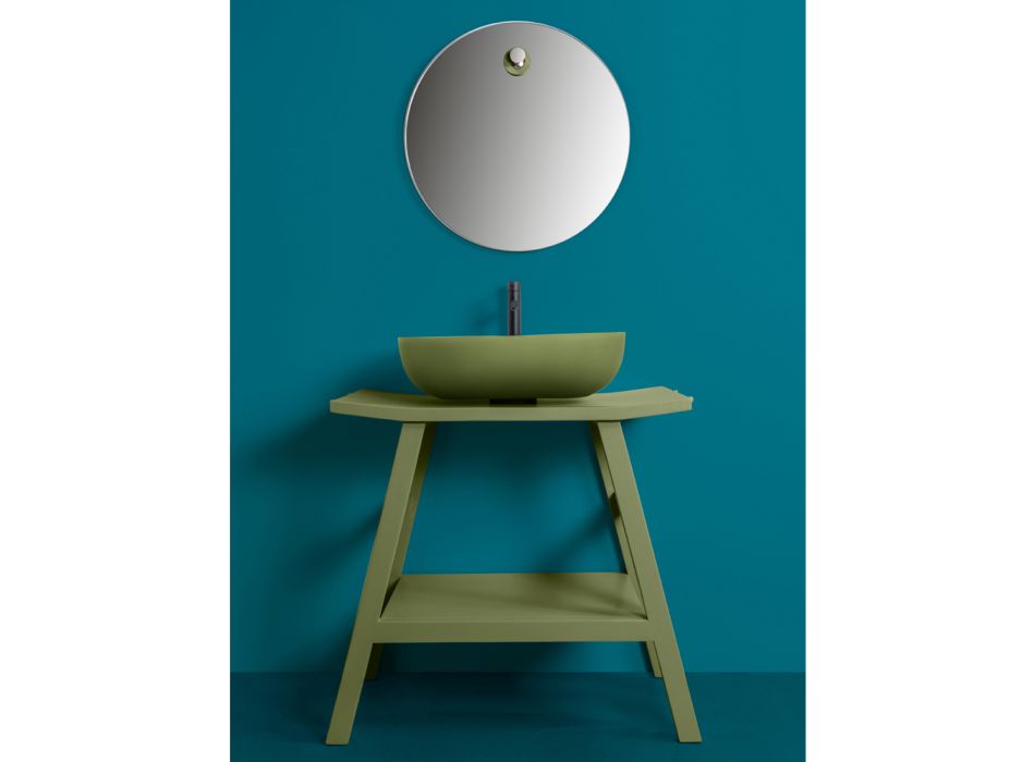 Armário de Banheiro Moderno com Prateleira Verde e Ganchos para Toalhas - Crina Viadurini