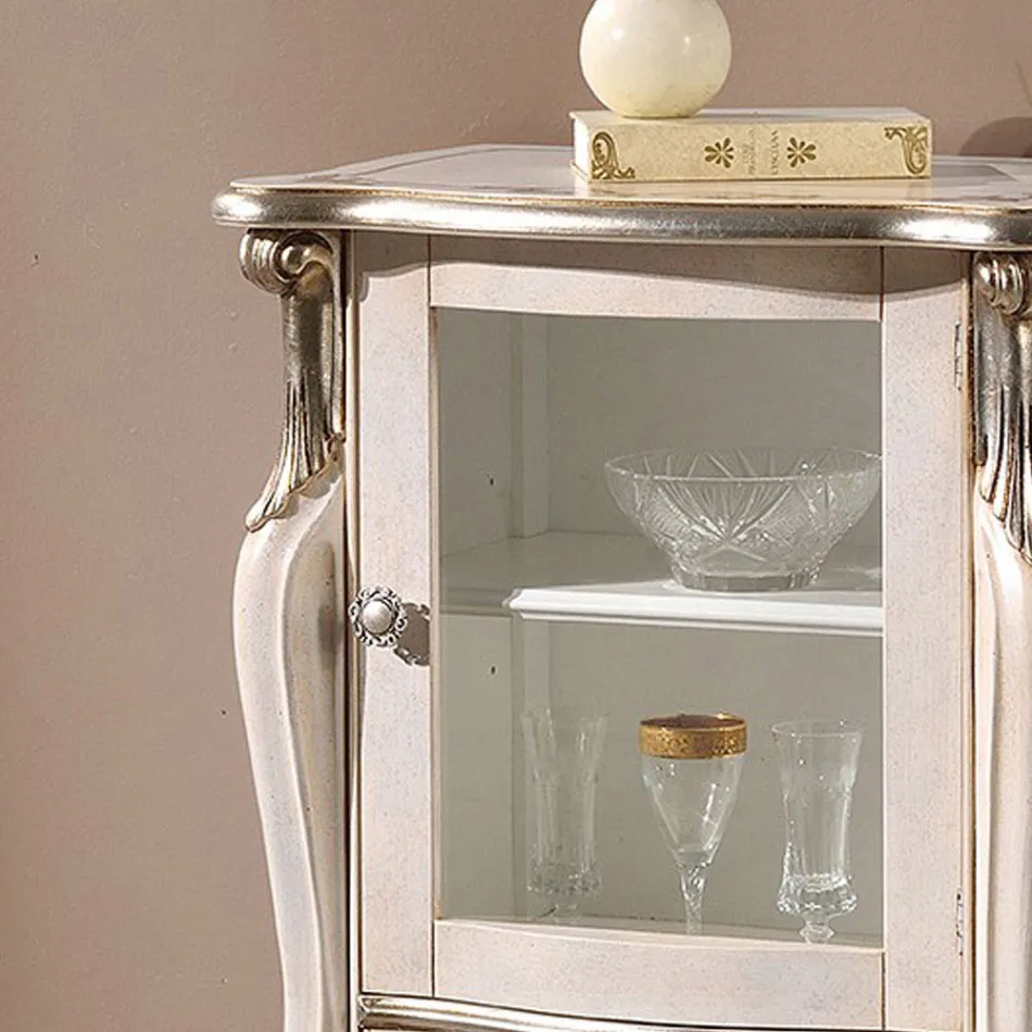 Mobília de sala de estar clássica com 1 porta de vidro ou madeira feita na Itália - Londres Viadurini