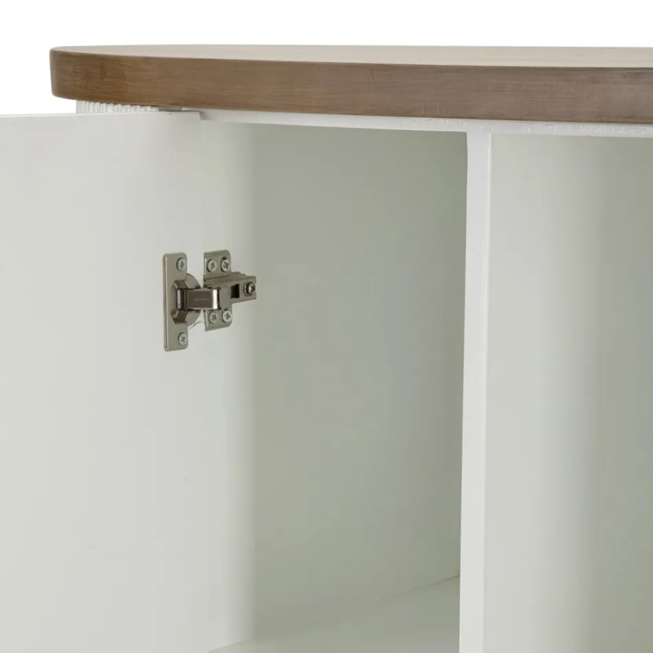 Armário de Madeira com Tampo e Inserções Arredondadas com 2 Portas e 2 Prateleiras - Rachel Viadurini