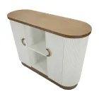 Armário de Madeira com Tampo e Inserções Arredondadas com 2 Portas e 2 Prateleiras - Rachel Viadurini