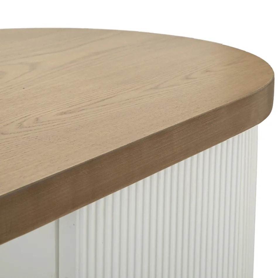 Armário de Madeira com Tampo e Inserções Arredondadas com 2 Portas e 2 Prateleiras - Rachel Viadurini