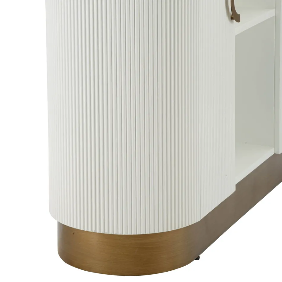 Armário de Madeira com Tampo e Inserções Arredondadas com 2 Portas e 2 Prateleiras - Rachel Viadurini