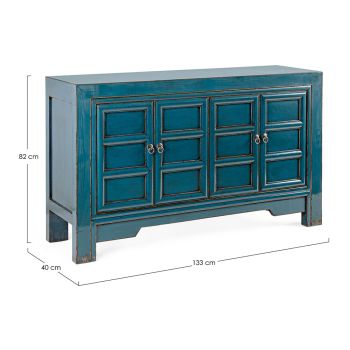 Aparador Móvel 4 Portas em Blue Elm Wood Vintage Design Homemotion - Konan