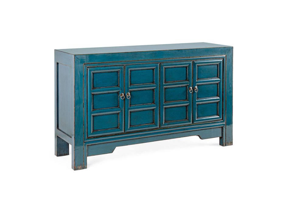 Aparador Móvel 4 Portas em Blue Elm Wood Vintage Design Homemotion - Konan Viadurini