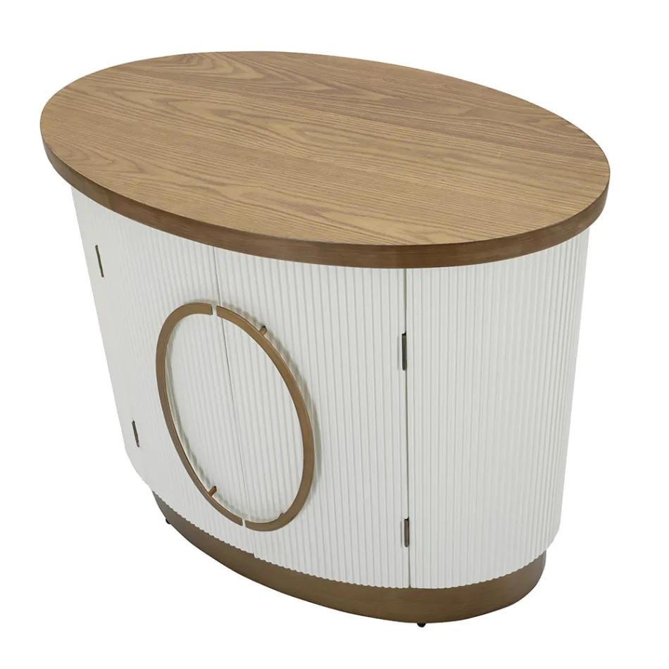 Armário Oval de Madeira com Tampo e Inserções Arredondadas com 2 Portas - Rachel Viadurini