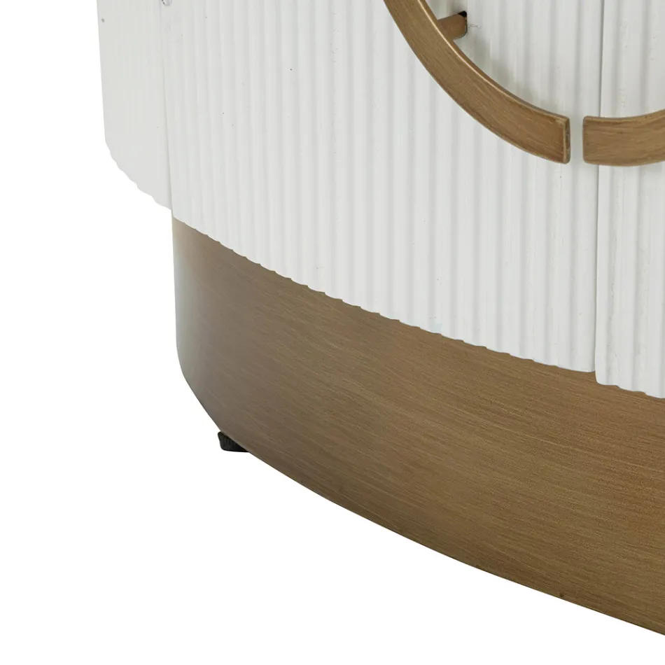 Armário Oval de Madeira com Tampo e Inserções Arredondadas com 2 Portas - Rachel Viadurini