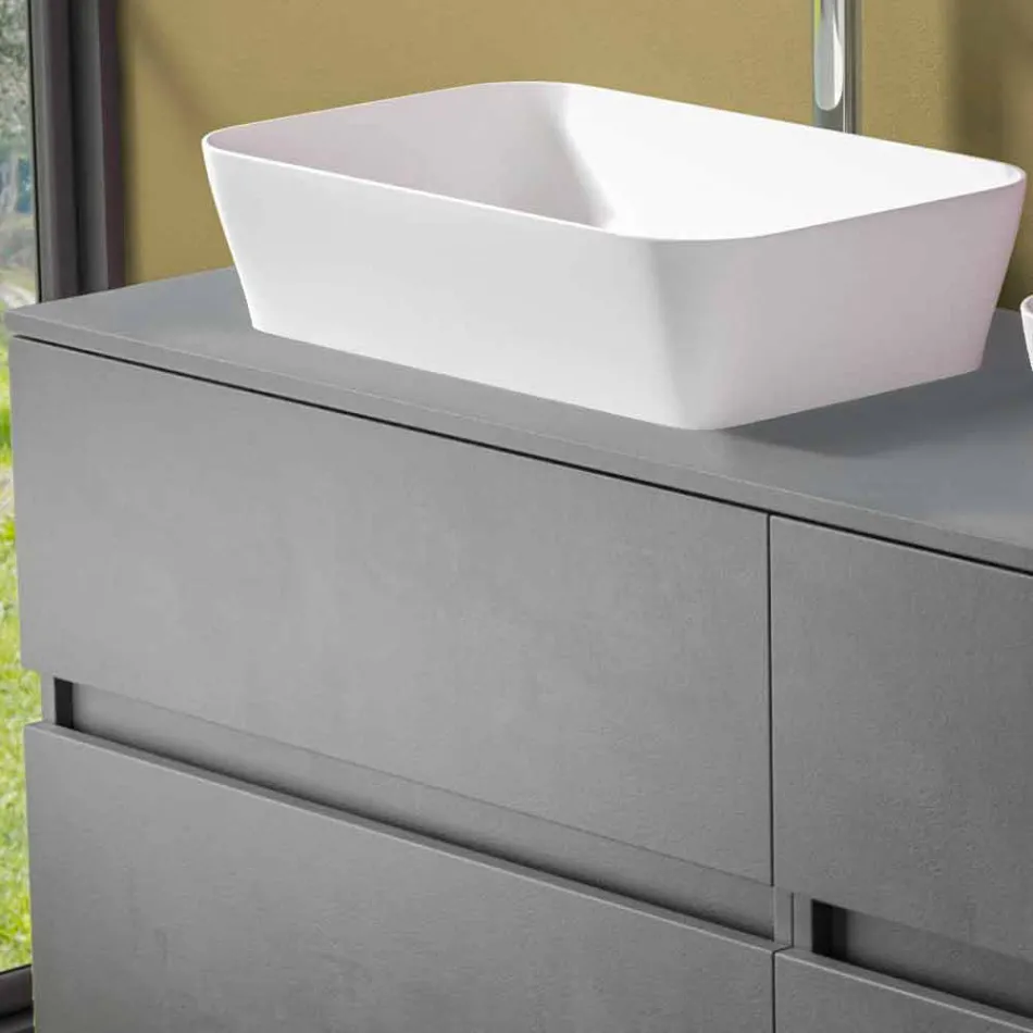 Gabinete de banheiro suspenso com lavatório duplo de bancada - Mandrillo Viadurini