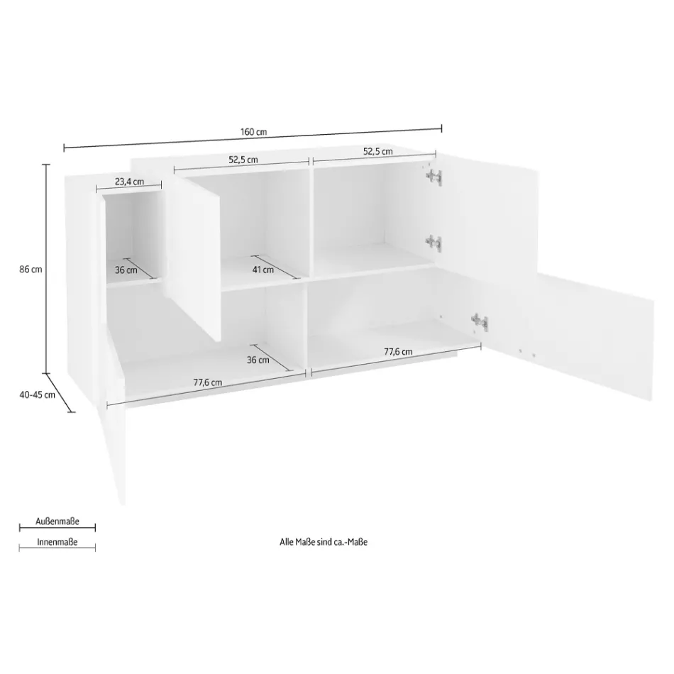 Móveis Sala 2 Portas e 2 Portas em Madeira 2 Acabamentos - Theresse Viadurini