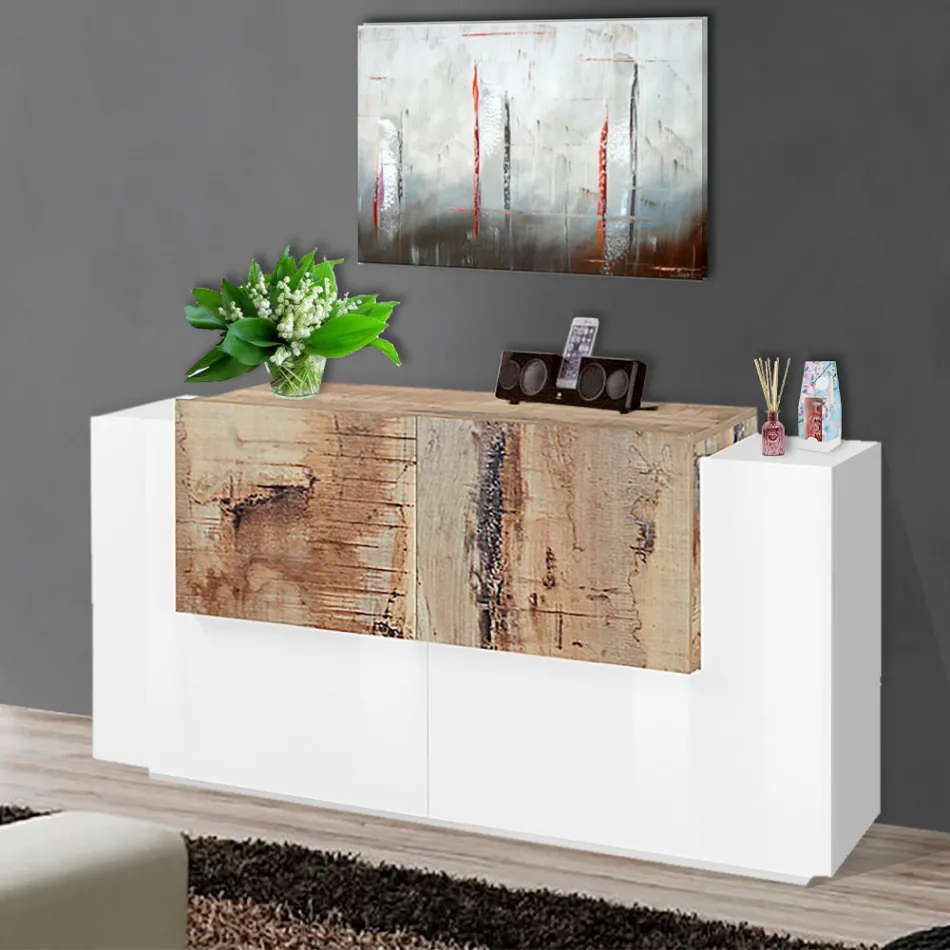 Móveis Sala 2 Portas e 2 Portas em Madeira 2 Acabamentos - Theresse Viadurini