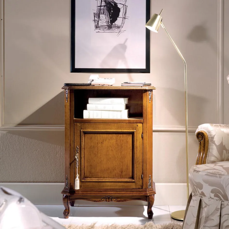 Suporte de telefone de madeira clássico com porta feito na Itália - Richard Viadurini