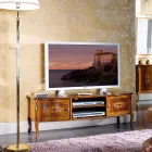 Suporte de TV de madeira clássico com incrustações feito na Itália - Katerine Viadurini