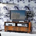 Suporte de TV clássico em madeira de nogueira de luxo feito na Itália - Prince Viadurini