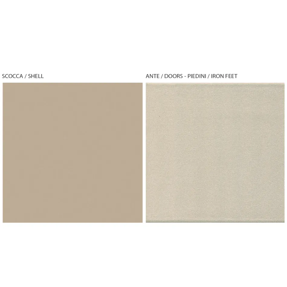 Móvel de TV com 2 Portas e 1 Gaveta em Acabamento Níquel e Carbono - Inga Viadurini