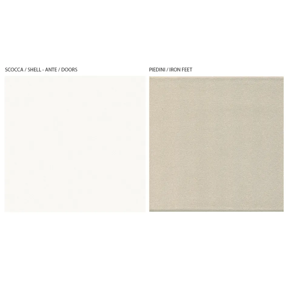 Móvel de TV com 2 Portas em Canaletto e Acabamento Branco Made in Italy - Kari Viadurini