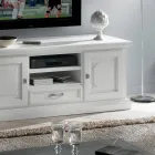Móvel de TV com 2 Compartimentos Abertos e 2 Portas Lacadas Brancas Made in Italy - Atai Viadurini