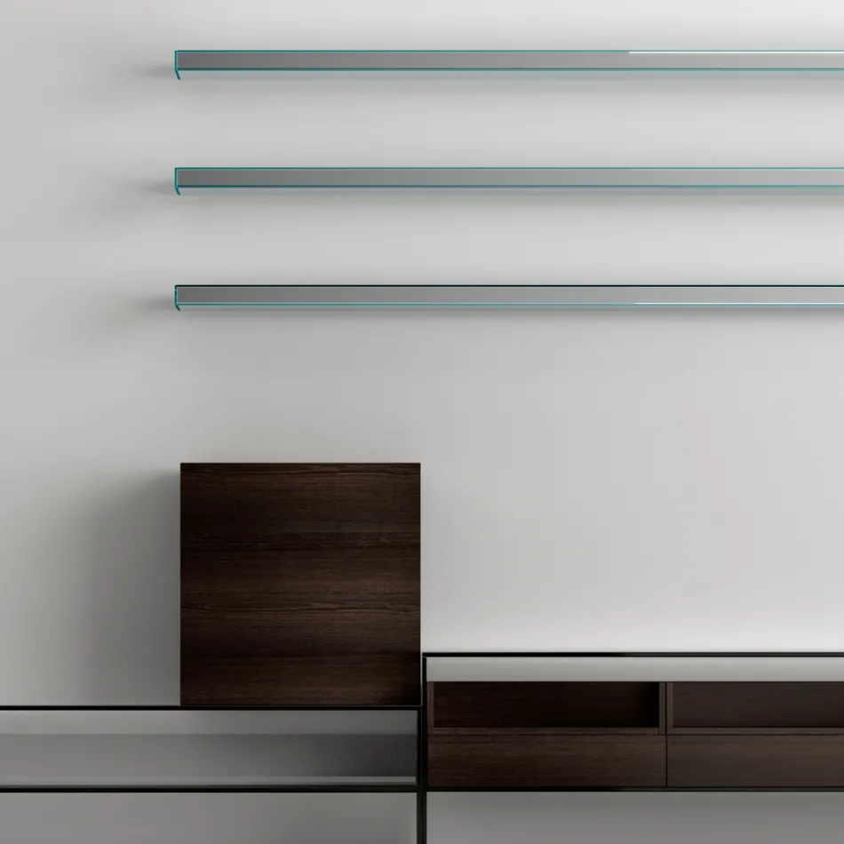 Móvel de TV com 3 prateleiras e caixa articulada Made in Italy - Roman Viadurini