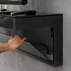 Gabinete Wall TV em Black Crystal e Metal Made in Italy - Americio Viadurini