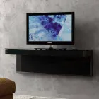 Gabinete Wall TV em Black Crystal e Metal Made in Italy - Americio Viadurini