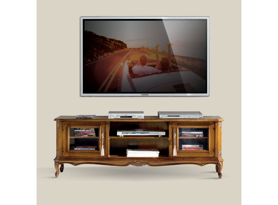 Armário de TV para sala de estar em Bassano Walnut Wood Made in Italy - Richard