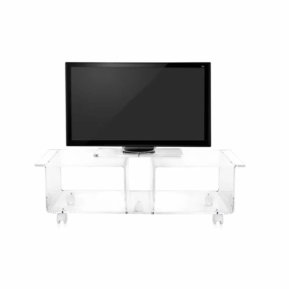 Rack de TV móvel contemporânea em Plexiglass transparente Mago Double Viadurini