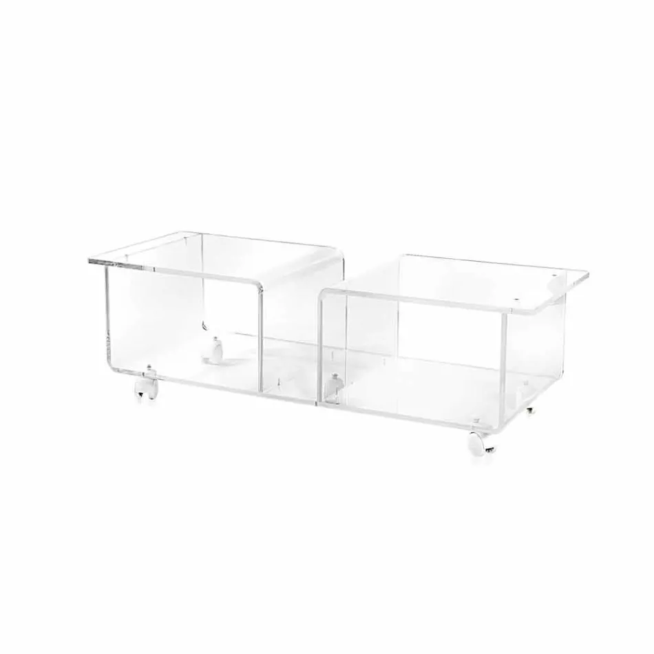 Rack de TV móvel contemporânea em Plexiglass transparente Mago Double Viadurini