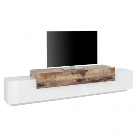 Móvel tv em madeira branca e bordo, cimento ou antracite - Therese Viadurini