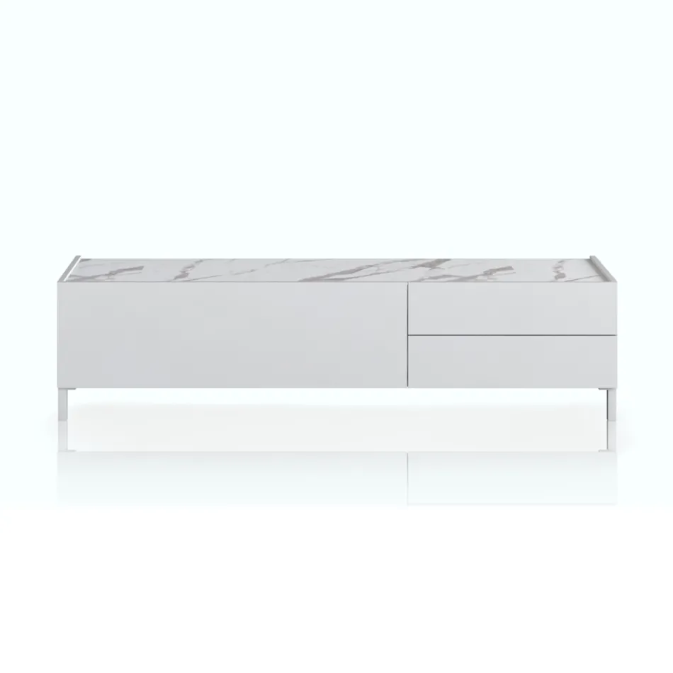 Móvel de TV de madeira com 1 porta e 2 gavetas - Tantalo Viadurini