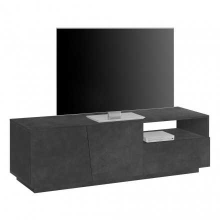 Gabinete de TV de madeira Design 2 portas 1 gaveta e compartimento aberto - Joris Viadurini