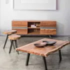 Suporte para TV Homemotion em Mango Wood com Insertos de Metal - Sonia Viadurini