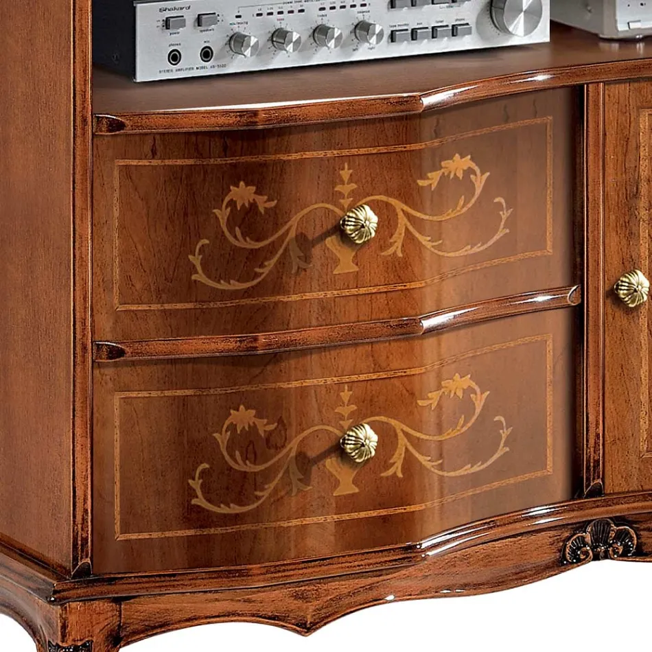 Suporte de TV de nogueira estilo clássico feito na Itália - elegante Viadurini