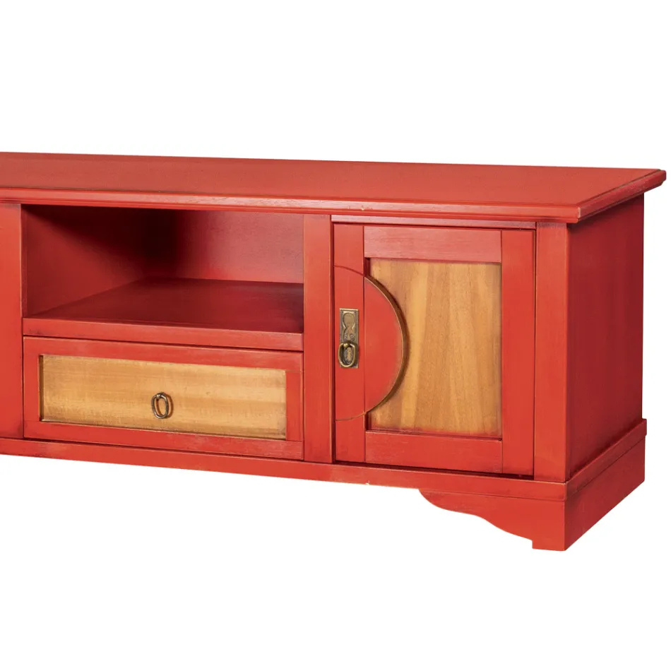 Móvel de TV em Madeira Folheada com Diferentes Acabamentos Made in Italy - Purusha Viadurini