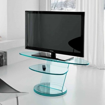 Armário para TV de vidro com base giratória e prateleira de 2 dimensões - Salemme