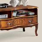Suporte de TV de madeira clássico com compartimentos e gavetas feito na Itália - Prince Viadurini
