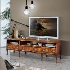 Suporte de TV de madeira clássico com compartimentos e gavetas feito na Itália - Prince Viadurini