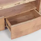 Suporte Moderno para TV em Madeira de Acácia com 3 Gavetas Homemotion - Lauro Viadurini