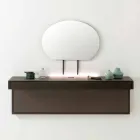 Suporte de TV suspenso com tampo de cristal de cetim feito na Itália - Americio Viadurini