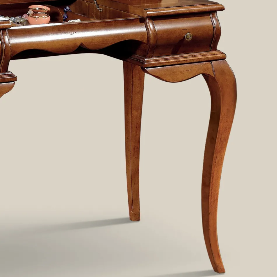 Penteadeira de maquiagem clássica em madeira de nogueira feita na Itália - Hastings Viadurini