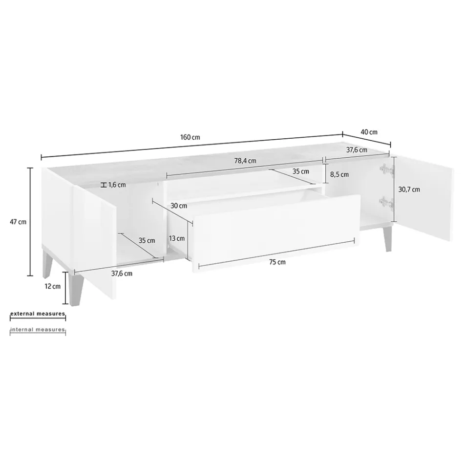 TV Móvel em Melamina 2 Quartos e 1 Gaveta Made in Italy - Florentino Viadurini
