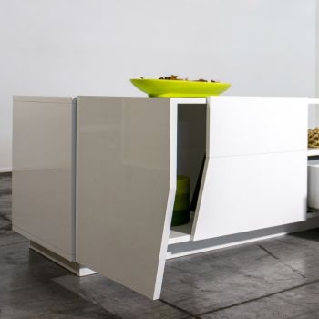 Armário de TV em melamina com gaveta e compartimento externo fabricado na Itália - Marciano