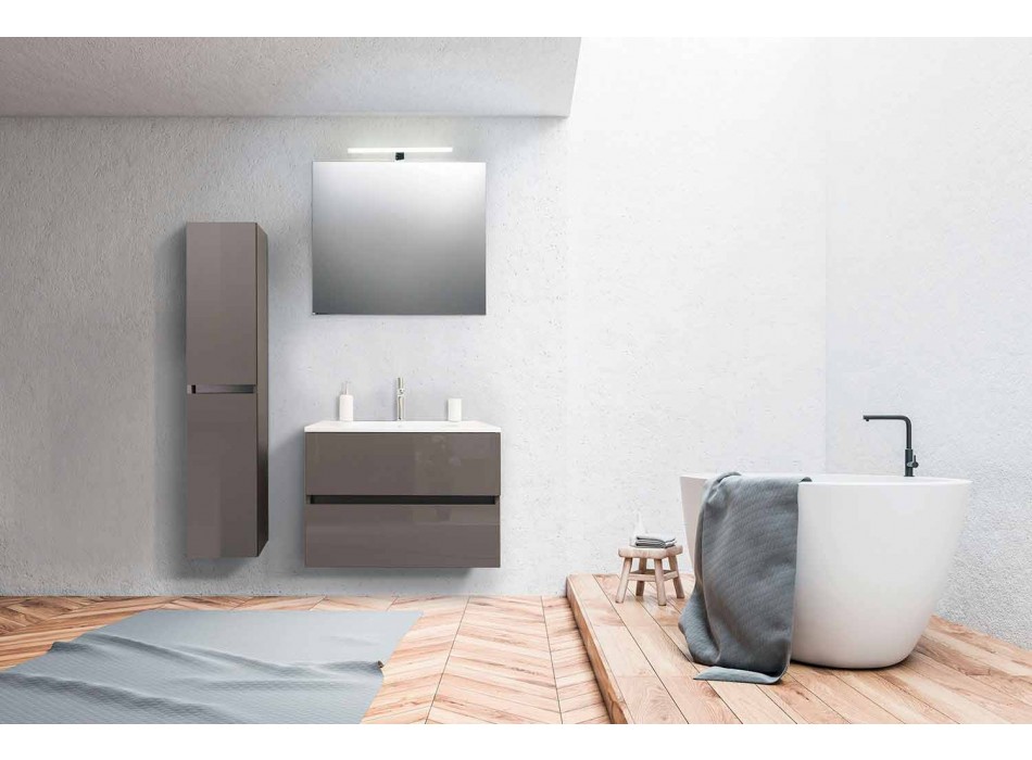 Móveis de casa de banho suspensos em Mdf lacado Made in Italy - Becky Viadurini